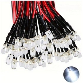 Resim Chuangyinshop 100 Adet Ön Kablolu Beyaz Led Işık Diyotları Dc Model Aydınlatma Seti 