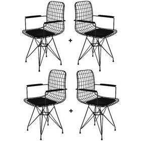 Resim Knsz kafes tel sandalyesi 4 lü mazlum syhsyh kolçaklı ofis cafe b 