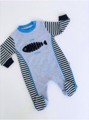 Resim Carmin Baby Unisex Bebek Gri Mavi Boss Love Ocean Zıbın 