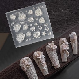 Resim 1 Şık Kale 3D Gül Tasarımı Silikon Tırnak Oyma Kalıbı - Kokusuz, DIY Sanat Lüks Tarz Çiçek Desenli Tırnak Baskı Kalıbı, Bayan Tırnak Salonu Dekorasyonu ve Telefon Kılıfı ile El İşi Üretimi İçin Uygun, Mükemmel Tırnak Sanatı Malzemeleri 