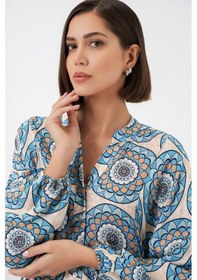 Resim Bigdart Kadın Desenli Uzun Tesettür Elbise 2585 - F.mint 