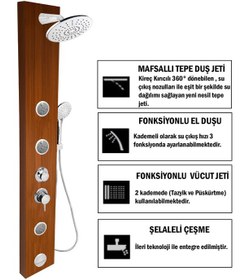 Resim Tuscon Teak Ağacı Mafsallı Masajlı Duş Sistemi Ahşap 