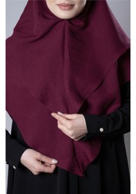 Resim Hürrem Bone Bordo Pratik Hazır Geçmeli Tesettür Eşarp Pamuk Caz Kumaş Çift Katlı Çapraz Hijab 2304 16 