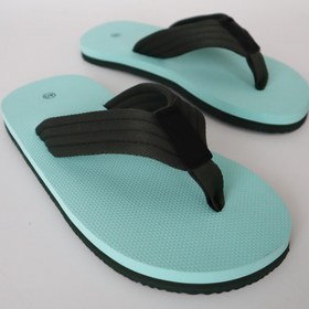 Resim VestioStore Alex Erkek Turkuaz Siyah Kumaşlı Rahat Parmak Arası Havuz Plaj Terliği Flip Flops 
