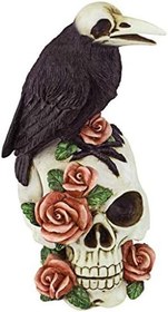 Resim Design Toscano Karga ve gül, kuru kafa heykeli günü, poliresin, tam renk, 19 cm 
