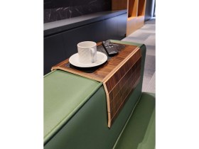 Resim Arkitekt Ex Ahşap Katlanır Portatif Organizer Yan Sehpa Kaydırmaz Deri Yüzeyli 