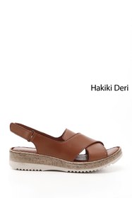 Resim Gönderi(r) Kadın Taba Antik Cırt Bantlı Hakiki Deri Sandalet 