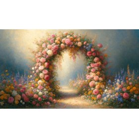 Resim Venspor Romantik Çiçek Kemeri Arkaplan 200 x 150 cm Fon Duvar Örtüsü 