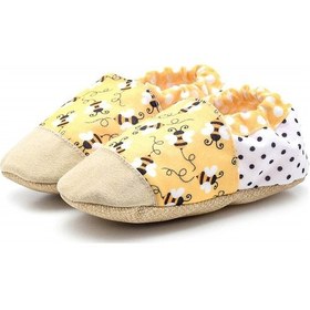 Resim Pamuk Astarlı Kaydırmaz Taban Patik-sarı Arı, Ev Botu Terliği Kreş Ayakkabısı Panduf F-830 Sarı 