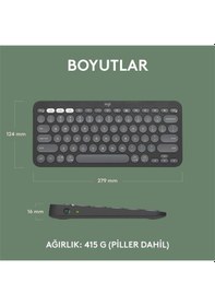 Resim K380s 2 Çoklu Cihaz Özellikli Bluetooth Türkçe Q Klavye Gri 920-011859 
