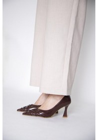 Resim 315151122-1 Suni Napa Abiye Topuklu Kahve Kadın Ayakkabı Kahve 