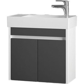 Resim Denko Natalia 60 Cm Mdf Antrasit Gri Banyo Dolabı Alt Modül Ve Seramik Lavabo Antrasit 