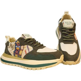 Resim Guja Erkek Deri Ve Renk Bloklu Tekstil Detaylı Bağcık Kapamalı Sneakers Ayakkabı 