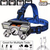 Resim Cloudstore Usb Şarjlı 2 Adet Mavi Kafa Lambası 5 Led 4 Mod Işık Outdoor Kampçılık Balıkçılık Mavi 