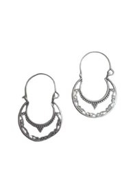 Resim Edwol Antik Çelik Gümüş Kaplama Kadın Desenli Bohem Küpe Gümüş 