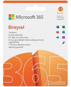 Resim Microsoft 365 Bireysel 12 Ek 3 Ay Elektronik Lisans Microsoft