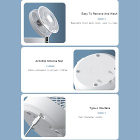 Resim Decisive USB Şarj Katlanır Taşınabilir Fan 4000 Mah Masaüstü Mini Fan Uzaktan Kumanda Iç Veya Dış Mekan Masa Hayranları Mavi (Yurt Dışından) 