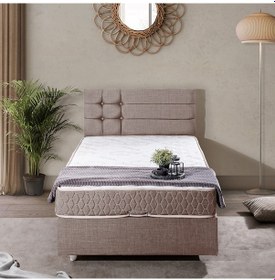 Resim Viyana Tek Kişilik Baza Başlık Comfort Yatak Seti Açık Kahve 100 x 200 