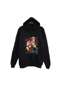 Resim Jujutsu Kaisen - Anime Baskılı Unisex %100 Pamuk Siyah Kapüşonlu Sweatshirt Siyah 