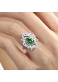 Resim Mia Vento Effective Diamond İstanbul İhtişamı Sentetik Zümrüt Taşlı Gümüş Yüzük 