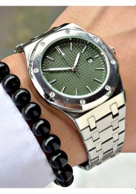 Resim Özel Premium Lüks Seri Eşref Tek Saat Modeli Metal Kordon Takvimli Erkek Kol Saati-bileklik Hediyeli Yeşil 