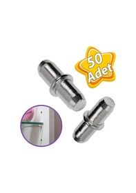 Resim Metal Halkalı Raf Pimi Cam Ahşap Metal Raf Tutucu Çivisi Mobilya Dolap Pimi 50 Adet 