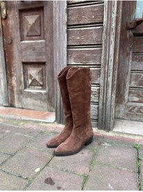 Resim Laurels Ophelia Weste Kahverengi Süet Kovboy Çizme Gerçek Deri 