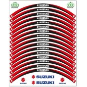 Resim SEVGENT Kırmızı Siyah Suzukı Uyumlu Reflektörlü 1 Set Jant Şeridi 