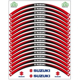 Resim SEVGENT Kırmızı Siyah Suzukı Uyumlu Reflektörlü 1 Set Jant Şeridi 