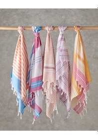 Resim Candy Rejenere Çizgili Peştamal 90x150 Cm Turuncu-açık Mavi Turuncu-açık Mavi 