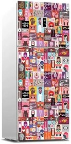 Resim Buzdolabı Sticker Kaplama Dolap Kaplama Etiketi Pop Art Music Collage 