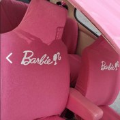 Resim Vemaks Pembe Barbie Servis Kılıfı & Koltuk Kılıfı Pamuk Penye Universal Set 
