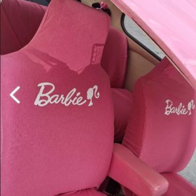 Resim Vemaks Pembe Barbie Servis Kılıfı & Koltuk Kılıfı Pamuk Penye Universal Set 