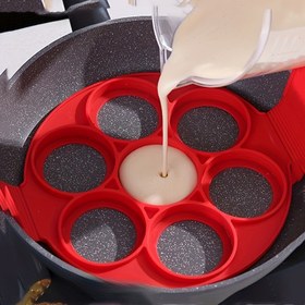 Resim 7-Delik Silikon Krep Makinesi, Non-Stick Pişirme ve Yumurta Halkası, Ev Pişirme ve Restoran Kullanımı için Çok Fonksiyonlu, Gıda Tedarik Ekipmanı, Endüstriyel ve Bilimsel, Mutfak Aletleri ve Ekipmanları 