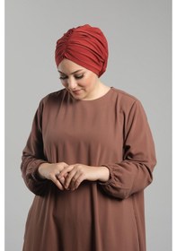 Resim Hürrem Bone Kiremit Pratik Hazır Geçmeli Tesettür Bone Sandy Büzgülü Salaş 2119 05 Kiremit 