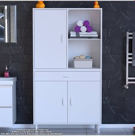 Resim Eliusta Vellum Beyaz Dolap 100x173x32,5 Cm Ebatlarında Çok Fonksiyonlu 100 Cm Genişlikte Banyo Dolabı Beyaz 