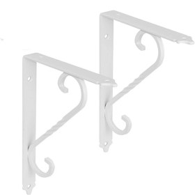 Resim Nzb Ferforje Raf Altı Ayak Dekoratif Raf Tutucu Beyaz Montaj Aparatı 2 Adet 135 x 190 mm (Orta Boy) 