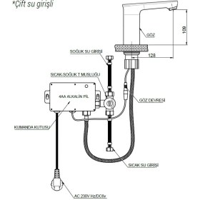 Resim Gpd Fotoselli Çift Su Girişli Lavabo Bataryası Siyah FLB13-S 