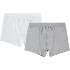 Resim Civil Boys Basic 2-10 Yaş 2'li Boxer Set - Gri - Gri-Beyaz / 6-7 Yaş 