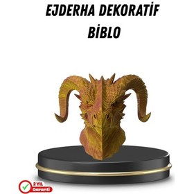 Resim Asil Tasarım Gold Red Ejderha Heykeli Hediyelik Fantastik Dekor 