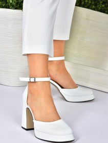 Resim Fox Shoes Beyaz Kalın Platform Topuklu Kadın Ayakkabı M404100809 