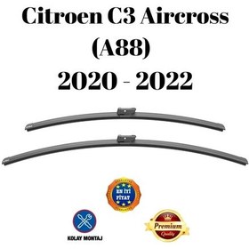 Resim Citroen C3 Aircross A88 2020 2021 2022 Uyumlu Araca Özel Ön Cam Muz Tipi Silecek Süpürgesi Takımı 65/40cm 2li Set Silbak 