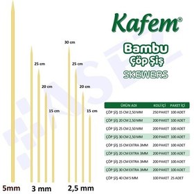 Resim Kafem Bambu Çöp Şiş 30 cm 100 Lü X 200 Paket (Koli) 