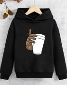 Resim Trend Sizde Unisex Çocuk Tupac Coffee Baskılı Kapüşonlu Sweatshirt 