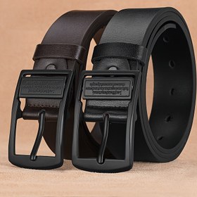 Resim 1 adet Klasik Erkek Suni Deri Kemer, Vintage Esintili Alaşımlı Otomatik Toka - Ayarlanabilir, Günlük ve Çok Yönlü Moda Aksesuarı Gençten Orta Yaşlı Erkeklere 