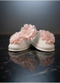 Resim PREGNANT WORLD Pembe Çiçekli Lohusa Hamile Taç Terlik Seti 