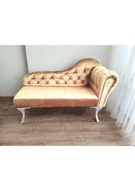 Resim Ters Kol Dekoratif Bihter Koltuk Josefin Puf 120 Cm Beyaz Ayak Vizon 