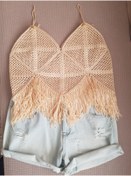 Resim SOUL BY A&B El Örgüsü Bluz Askılıel Örgüsı Bluz Bej Rengi Bluz Crop Top Bluz 