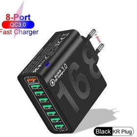 Resim Tip C Usb Şarj Cihazı Çoklu 8 Bağlantı Noktalı Yüksek Hızlı Hızlı Hızlı Şarj Kr Black 02 
