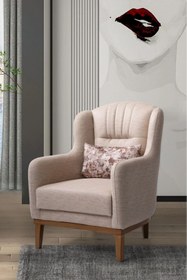 Resim Yuvaset Home Esra Ahşap Ayaklı Pudra Pembesi Berjer 